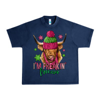 Navy i'm freakin freezin pink christmas long haired cow Urban Heavy Tee - Jasminsmagicworld