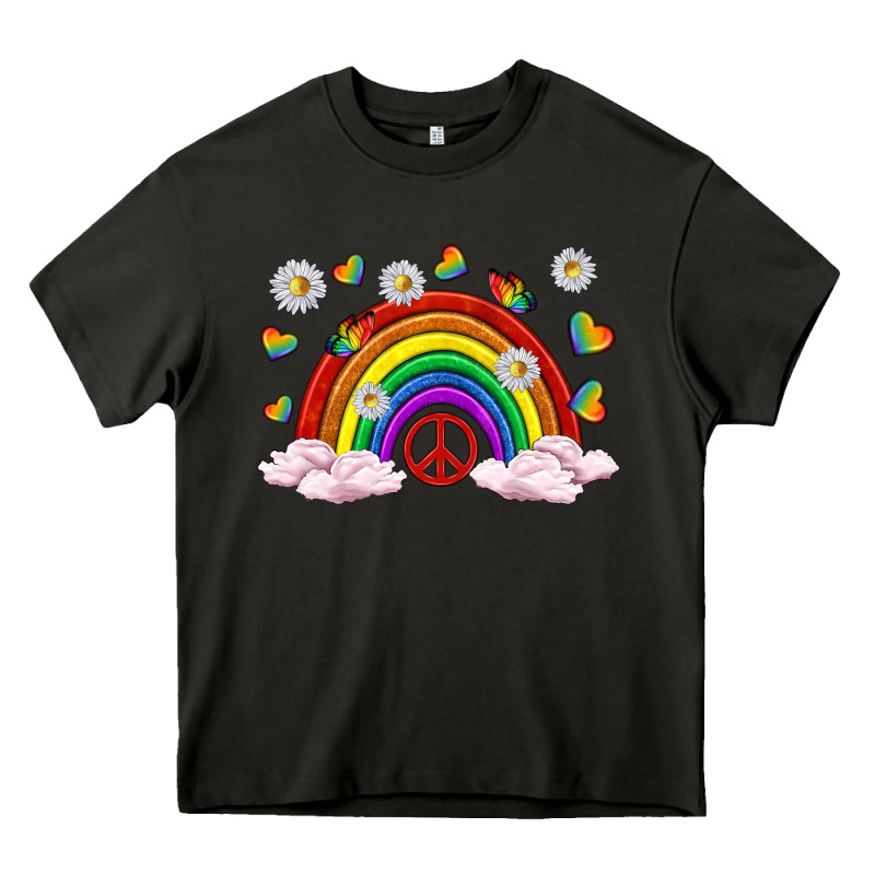 Pride Rainbow With Daisy And Butterfly Heavy Core Tee by texasbilliewilder | Teevron