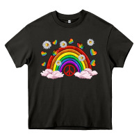 Asphalt pride rainbow with daisy and butterfly Heavy Core Tee - texasbilliewilder