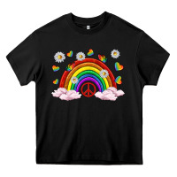 Black pride rainbow with daisy and butterfly Heavy Core Tee - texasbilliewilder