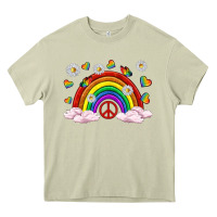 Mossy pride rainbow with daisy and butterfly Heavy Core Tee - texasbilliewilder