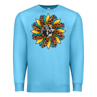 Ocean Blue sunflower cowhide leopard Premium Sweatshirt - Artiststas