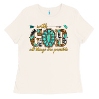 Bone with god all things are possible with gemstone Ladies Tee - texasbilliewilder