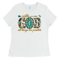 White with god all things are possible with gemstone Ladies Tee - texasbilliewilder