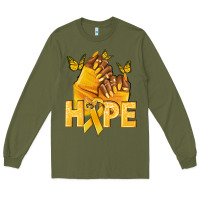 Army Green hope yellowribbonchildhood cancer nails Long Sleeve Tee - NancyCooperArtShop