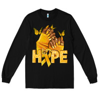 Black hope yellowribbonchildhood cancer nails Long Sleeve Tee - NancyCooperArtShop