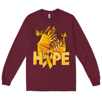Burgundy hope yellowribbonchildhood cancer nails Long Sleeve Tee - NancyCooperArtShop