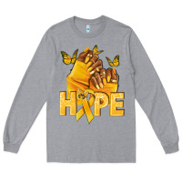 Heather Grey hope yellowribbonchildhood cancer nails Long Sleeve Tee - NancyCooperArtShop