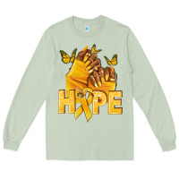 Matcha hope yellowribbonchildhood cancer nails Long Sleeve Tee - NancyCooperArtShop