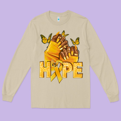 Hope Yellowribbonchildhood Cancer Nails Long Sleeve Tee Designed By Nancycooperartshop