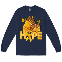 Navy hope yellowribbonchildhood cancer nails Long Sleeve Tee - NancyCooperArtShop