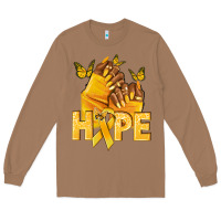 Toasted Coconut hope yellowribbonchildhood cancer nails Long Sleeve Tee - NancyCooperArtShop