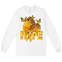 White hope yellowribbonchildhood cancer nails Long Sleeve Tee - NancyCooperArtShop