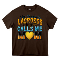 Chocolate Brown my favorite lacrosse player calls me mom Heavy Core Tee - Zillion Design Studio
