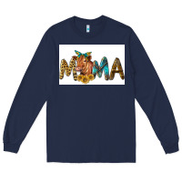 Navy Western Cow Red Angus Mama Long Sleeve Tee - LillyAllenDesigns