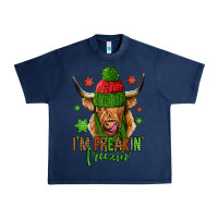 Navy i'm freakin freezin christmas long haired cow Urban Heavy Tee - Jasminsmagicworld