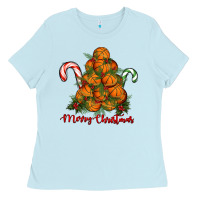 Baby Blue Merry Christmas Basketball Ladies Tee - RanaPortraitStore