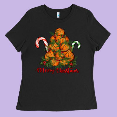 Ladies Tee Merry Christmas Basketball