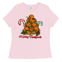 Bubblegum Pink Merry Christmas Basketball Ladies Tee - RanaPortraitStore