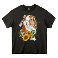 Asphalt Bunny With Sunflowers Heavy Core Tee - RanaPortraitStore