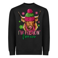 Black i'm freakin freezin pink christmas long haired cow Heavyweight Sweatshirt - Jasminsmagicworld