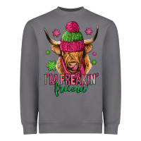 Storm i'm freakin freezin pink christmas long haired cow Heavyweight Sweatshirt - Jasminsmagicworld