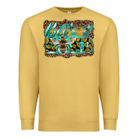 Antique Gold bee kind with sunflower and leopard background Premium Sweatshirt - Artiststas