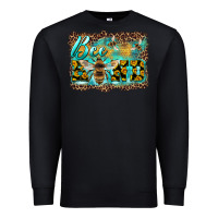 Black bee kind with sunflower and leopard background Premium Sweatshirt - Artiststas