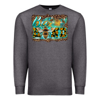 Charcoal Heather bee kind with sunflower and leopard background Premium Sweatshirt - Artiststas