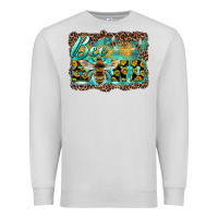 Dove Grey bee kind with sunflower and leopard background Premium Sweatshirt - Artiststas