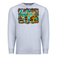 Heather Grey bee kind with sunflower and leopard background Premium Sweatshirt - Artiststas