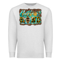 Oatmeal Heather bee kind with sunflower and leopard background Premium Sweatshirt - Artiststas