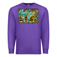 Purple bee kind with sunflower and leopard background Premium Sweatshirt - Artiststas