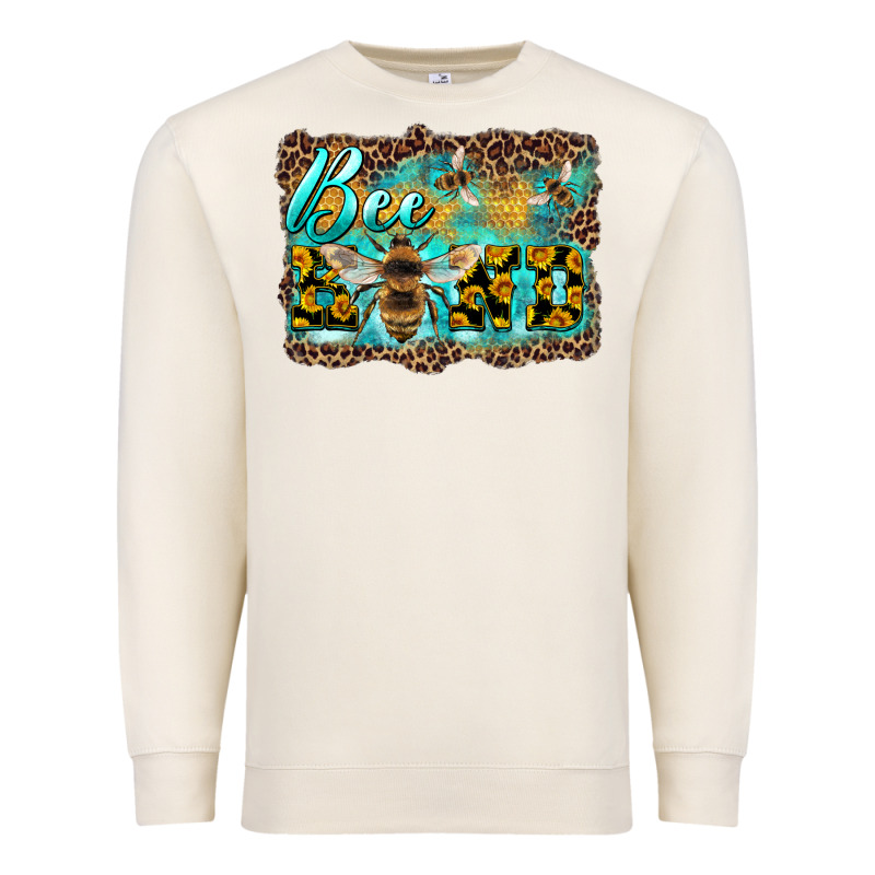 Bee Kind With Sunflower And Leopard Background Premium Sweatshirt by Artiststas | Teevron