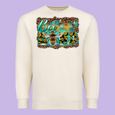 Bee Kind With Sunflower And Leopard Background Premium Sweatshirt Designed By Artiststas