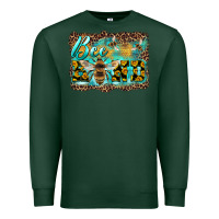 Sports Green bee kind with sunflower and leopard background Premium Sweatshirt - Artiststas