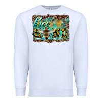White bee kind with sunflower and leopard background Premium Sweatshirt - Artiststas