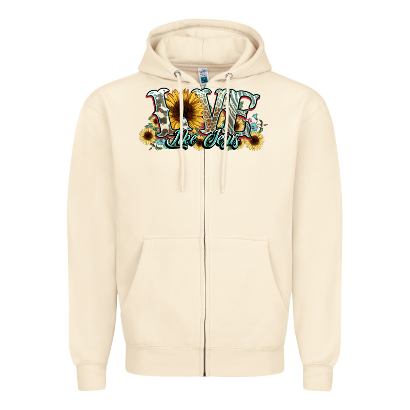 Love Like Jesus Sunflowers Zipper Hoodie by NancyCooperArtShop | Teevron