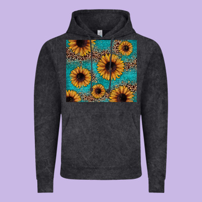 Sunflower Turquoise Glitter Vintage Hoodie Designed By Jahusdesignshop