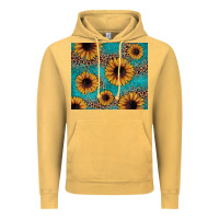 Vintage Mustard sunflower turquoise glitter Vintage Hoodie - JahusDesignShop