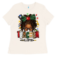 Bone teacher life afro locs messy bun Ladies Tee - texasbilliewilder