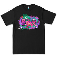 Black halloween boo with cancer ribbon Premium Tee - AdoDesignShop