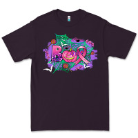 Plum halloween boo with cancer ribbon Premium Tee - AdoDesignShop