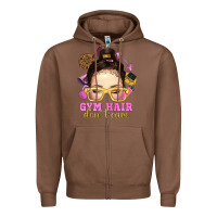 Chestnut messy bun gym hair dont care Zipper Hoodie - NancyCooperArtShop