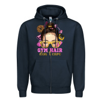 Navy messy bun gym hair dont care Zipper Hoodie - NancyCooperArtShop