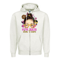 Oatmeal Heather messy bun gym hair dont care Zipper Hoodie - NancyCooperArtShop