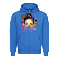 True Royal messy bun gym hair dont care Zipper Hoodie - NancyCooperArtShop