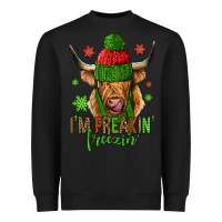 Black i'm freakin freezin christmas long haired cow Heavyweight Sweatshirt - Jasminsmagicworld