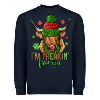 Navy i'm freakin freezin christmas long haired cow Heavyweight Sweatshirt - Jasminsmagicworld
