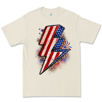 Leopard American Flag Lightning Bolt Premium Tee | Teevron